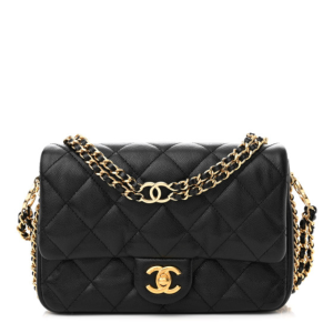 Superfake Chanel Mini Black Quilted Caviar CC You Flap Gold Hardware
