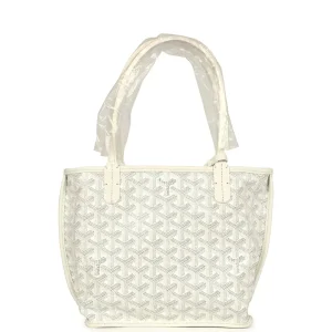 Superfake Goyard Goyardine White Mini Anjou Bag Palladium Hardware