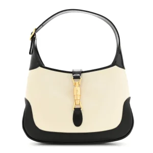 Superfake Gucci Boarded Dyana Lux Calfskin Bi-Color Small Jackie 1961 Hobo Mystic White Black