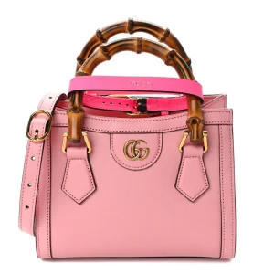 Superfake Gucci Wonka Grain Calfskin Mini Diana Tote Bag Wild Rose Fuxia Fluo Gold Hardware