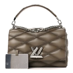 Superfake Louis Vuitton Top Handle GO-14 MM Taupe Lambskin Malletage Silver Hardware